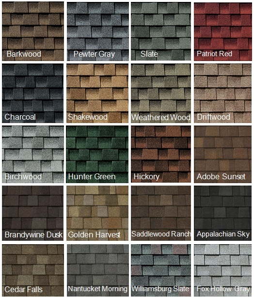 picking shingle colors for roofs